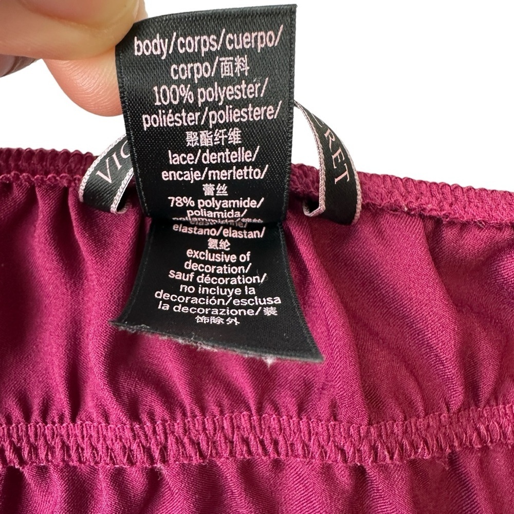 VICTORIA'S SECRET LACE SILK SATIN BABYDOLL CAMI TOP LINGERIE  WOMENS S MAROON - Picture 15 of 16